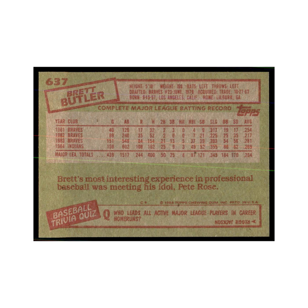 1985 Topps Brett Butler Baseball Cards #637