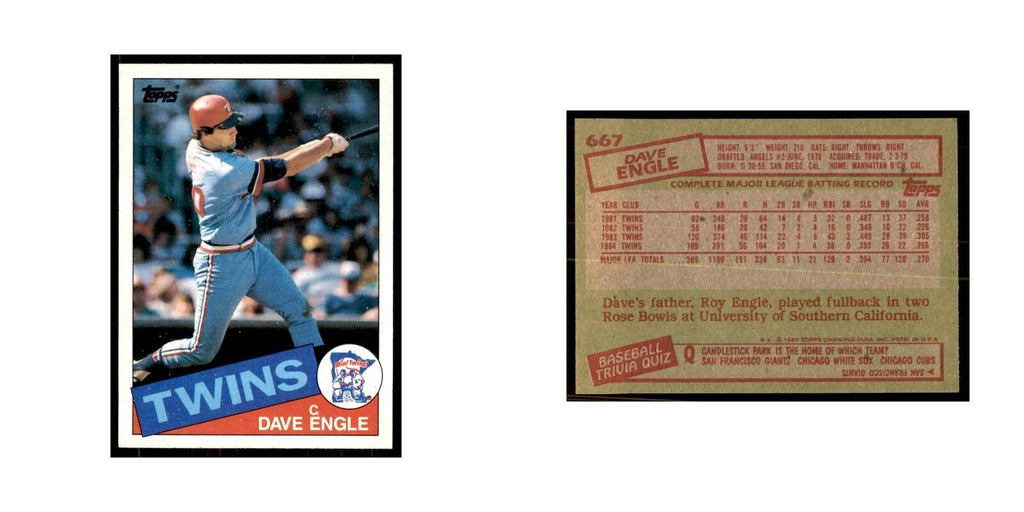 1985 Topps Dave Engle Baseball Cards #667