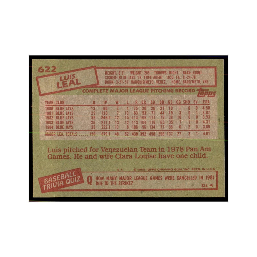 1985 Topps Luis Leal Baseball Cards #622