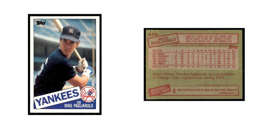 1985 Topps Mike Pagliarulo Baseball Cards #638