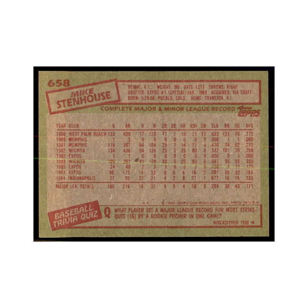 1985 Topps Mike Stenhouse Baseball Cards #658