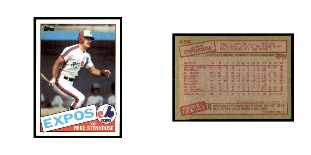 1985 Topps Mike Stenhouse Baseball Cards #658