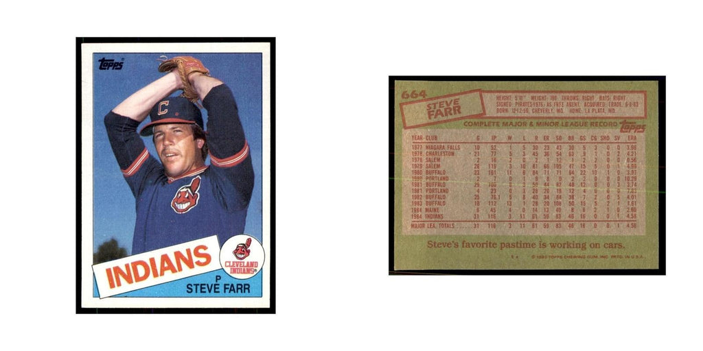1985 Topps Steve Farr Baseball Cards #664