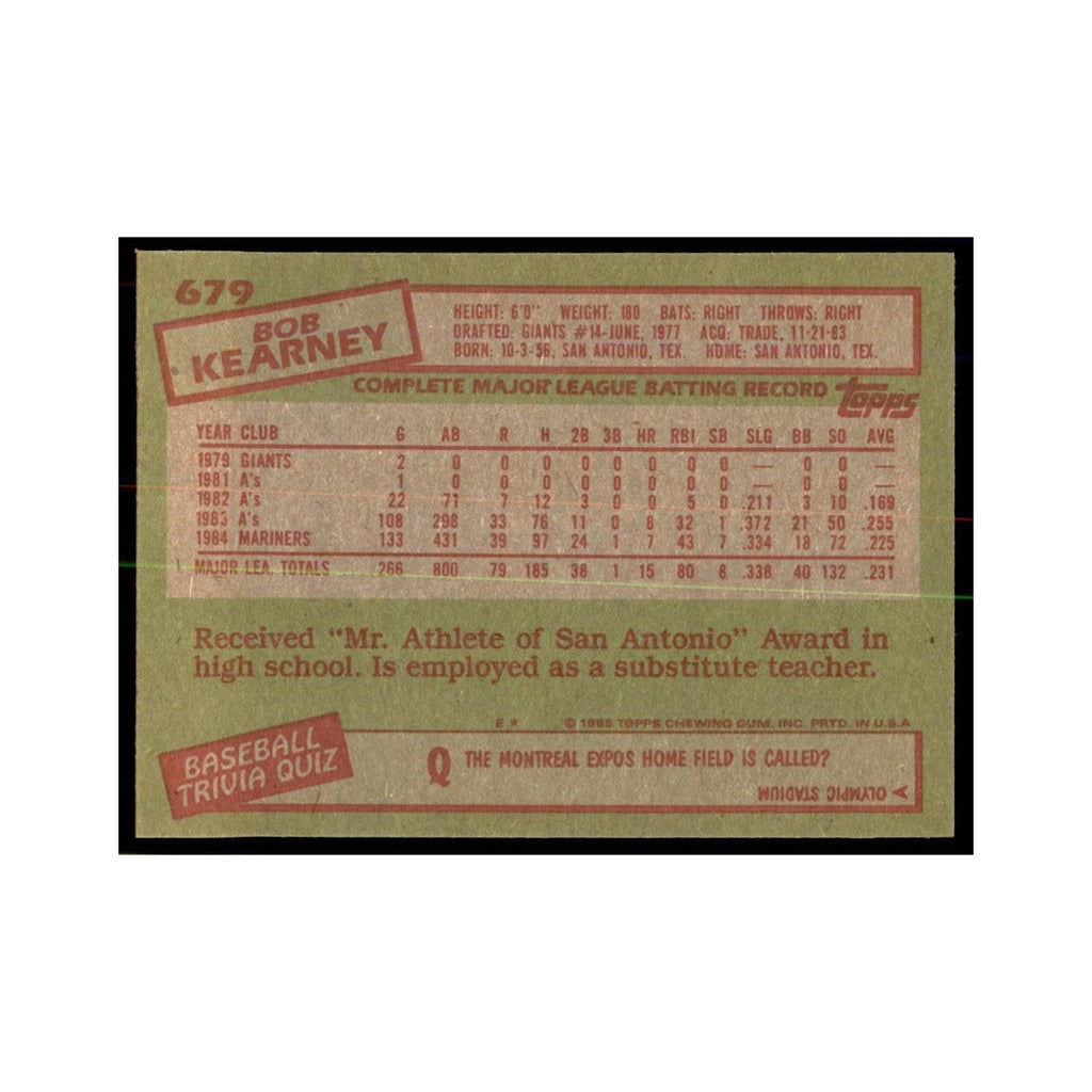 1985 Topps Bob Kearney Baseball Cards #679