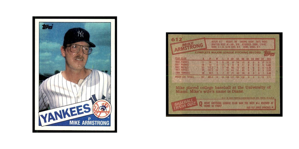 1985 Topps Mike Armstrong Baseball Cards #612