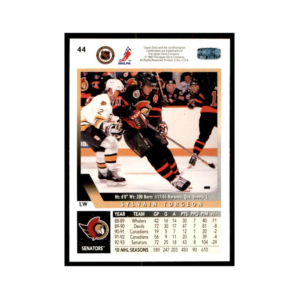 1993 Upper Deck Sylvain Turgeon Hockey Cards #44