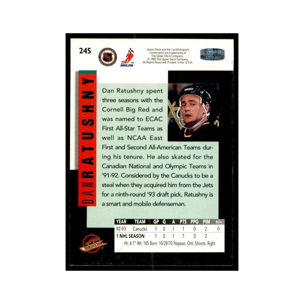 1993 Upper Deck Dan Ratushny Hockey Cards #245