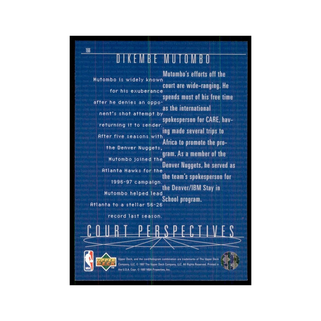 Dikembe Mutombo 1997 Upper Deck #166 Atlanta Hawks Basketball Card NM