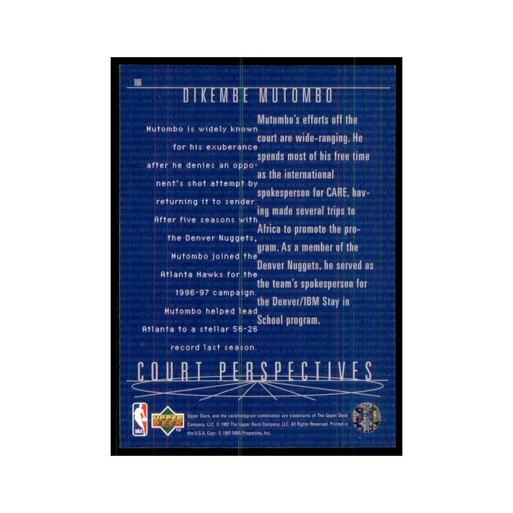 Dikembe Mutombo 1997 Upper Deck #166 Atlanta Hawks Basketball Card NM