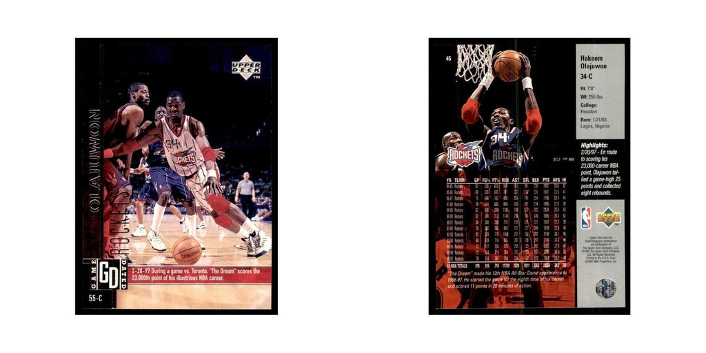 Hakeem Olajuwon 1997 Upper Deck Game Dated Memorable Moments #45 Rockets NM