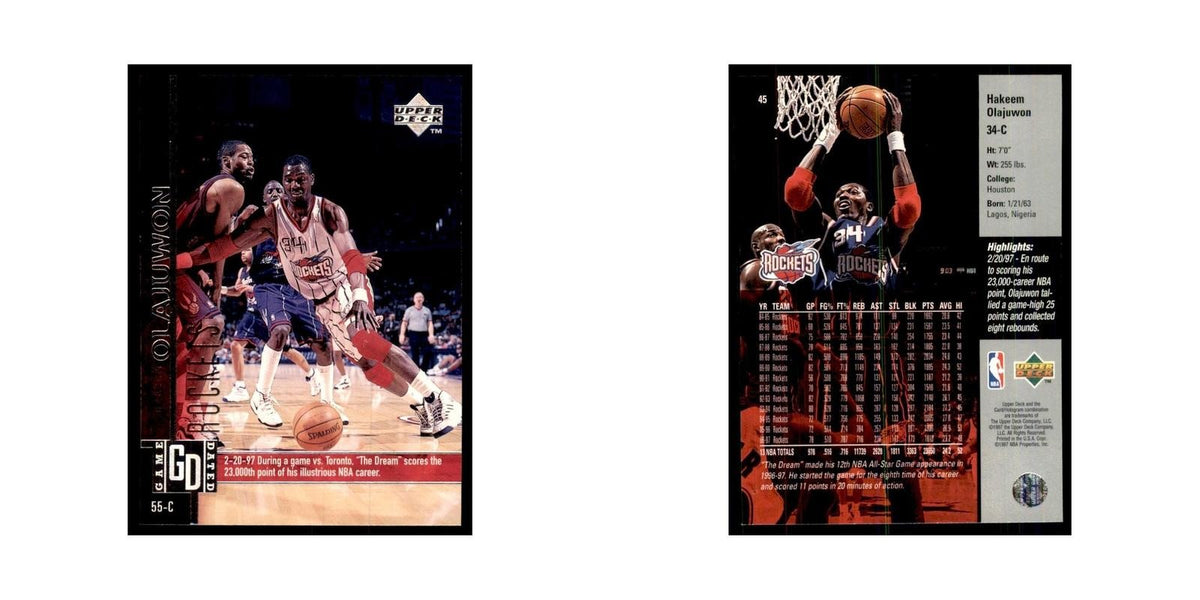 Hakeem Olajuwon 1997 Upper Deck Game Dated Memorable Moments #45 Rockets NM