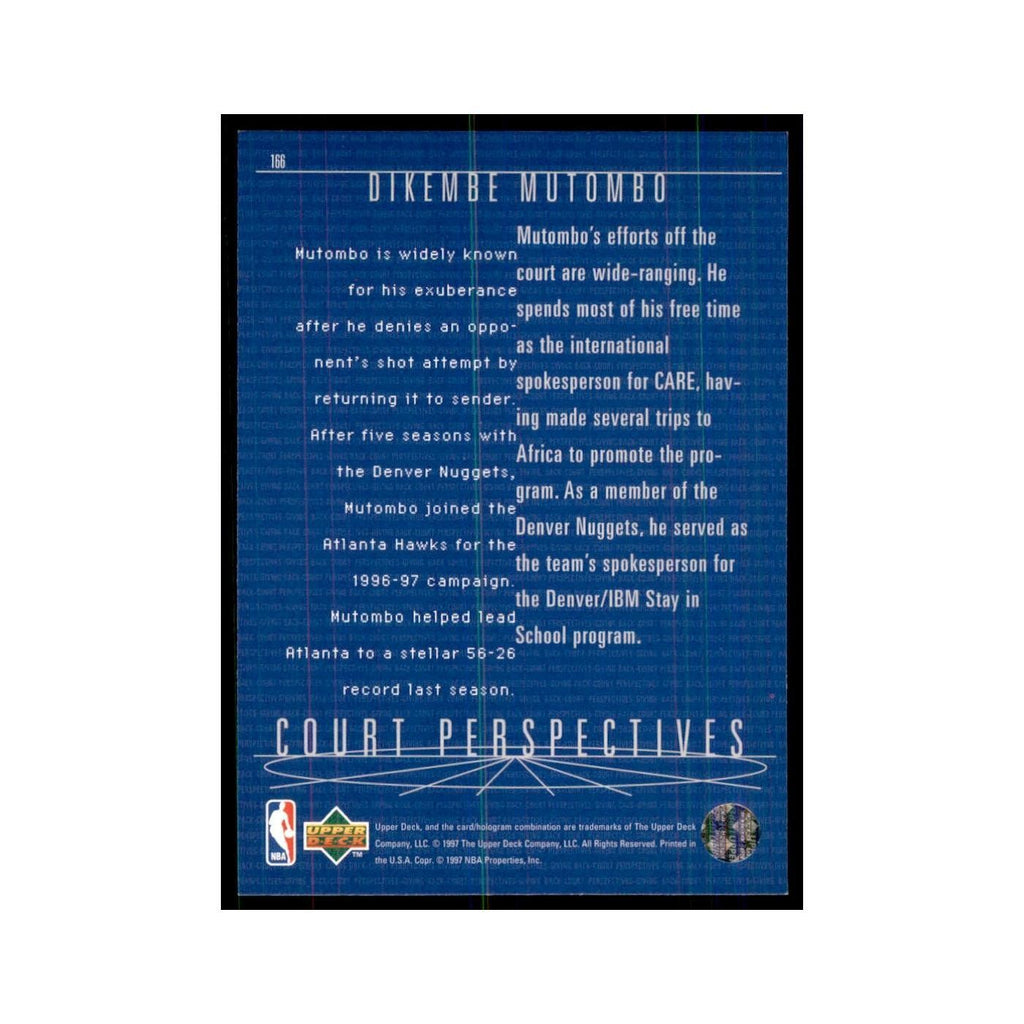 Dikembe Mutombo 1997 Upper Deck #166 Atlanta Hawks Basketball Card NM