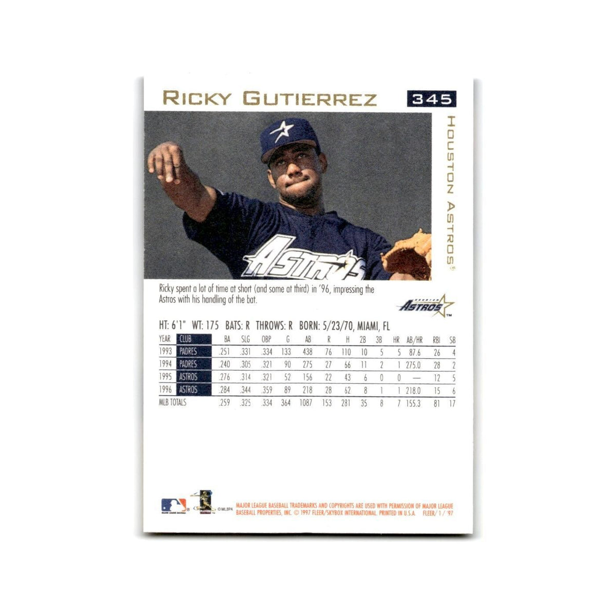 Ricky Gutierrez 1997 Fleer #345 Houston Astros Baseball Card NM