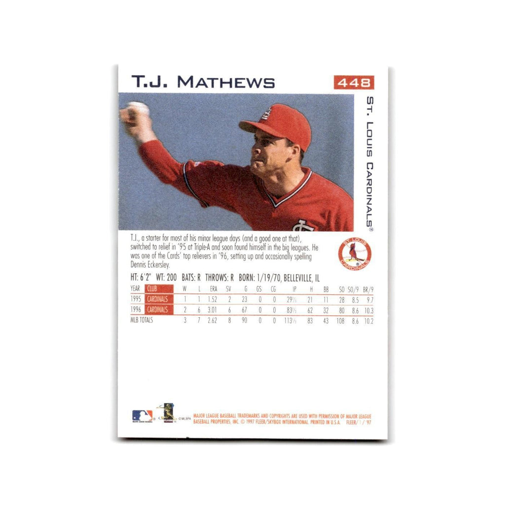 T.J. Mathews 1997 Fleer #448 St. Louis Cardinals Baseball Card NM