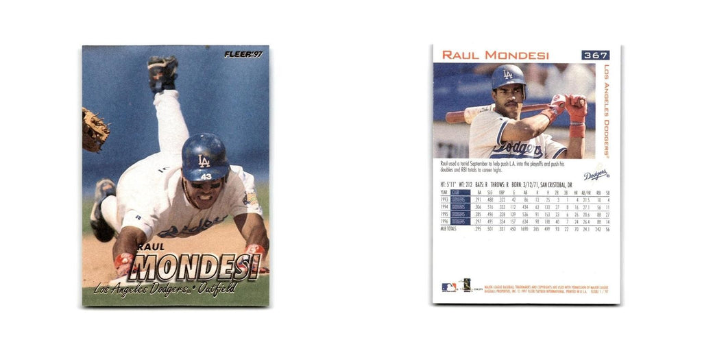 Raul Mondesi 1997 Fleer #367 Los Angeles Dodgers Baseball Card NM