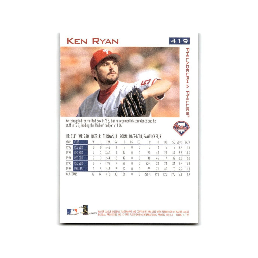 Ken Ryan 1997 Fleer #419 Philadelphia Phillies Baseball Card NM