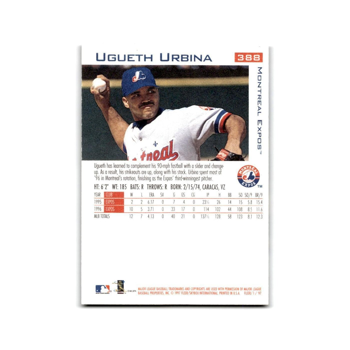Ugueth Urbina 1997 Fleer #388 Montreal Expos Baseball Card NM