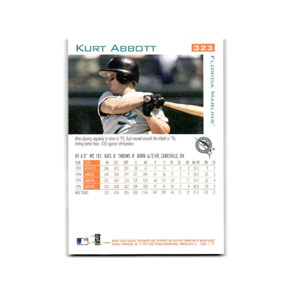 Kurt Abbott 1997 Fleer #323 Florida Marlins Baseball Card NM
