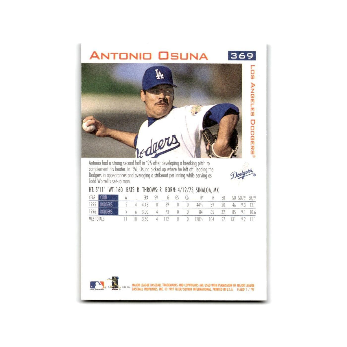 Antonio Osuna 1997 Fleer #369 Los Angeles Dodgers Baseball Card NM