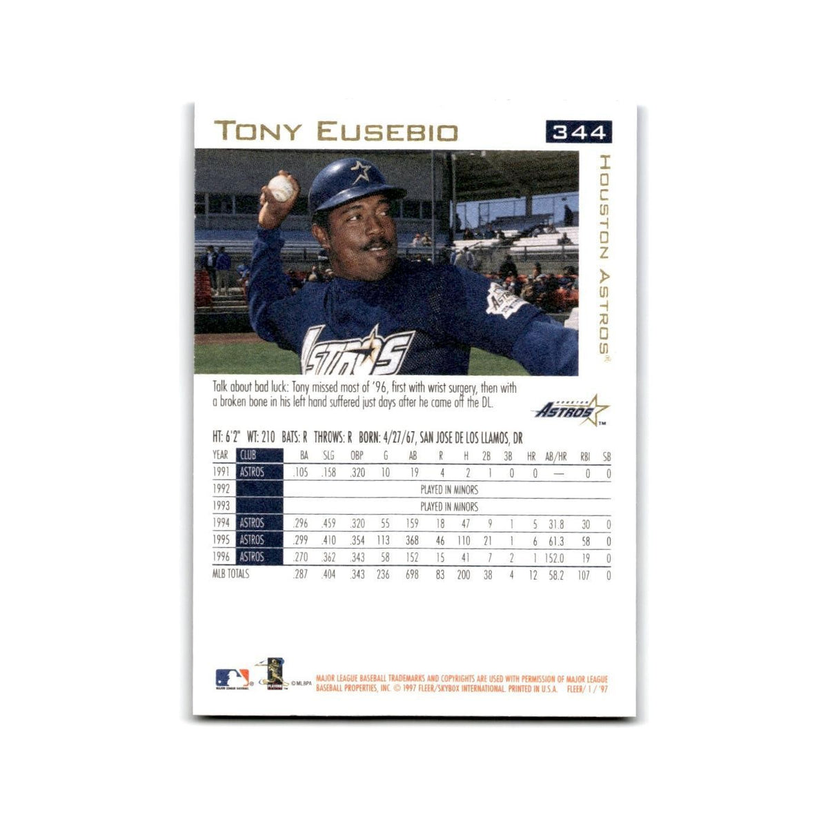 Tony Eusebio 1997 Fleer #344 Houston Astros Baseball Card NM