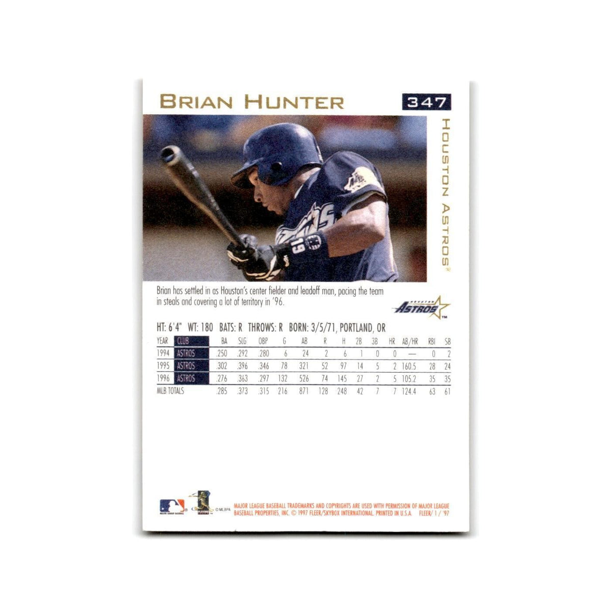 Brian Hunter 1997 Fleer #347 Houston Astros  NM