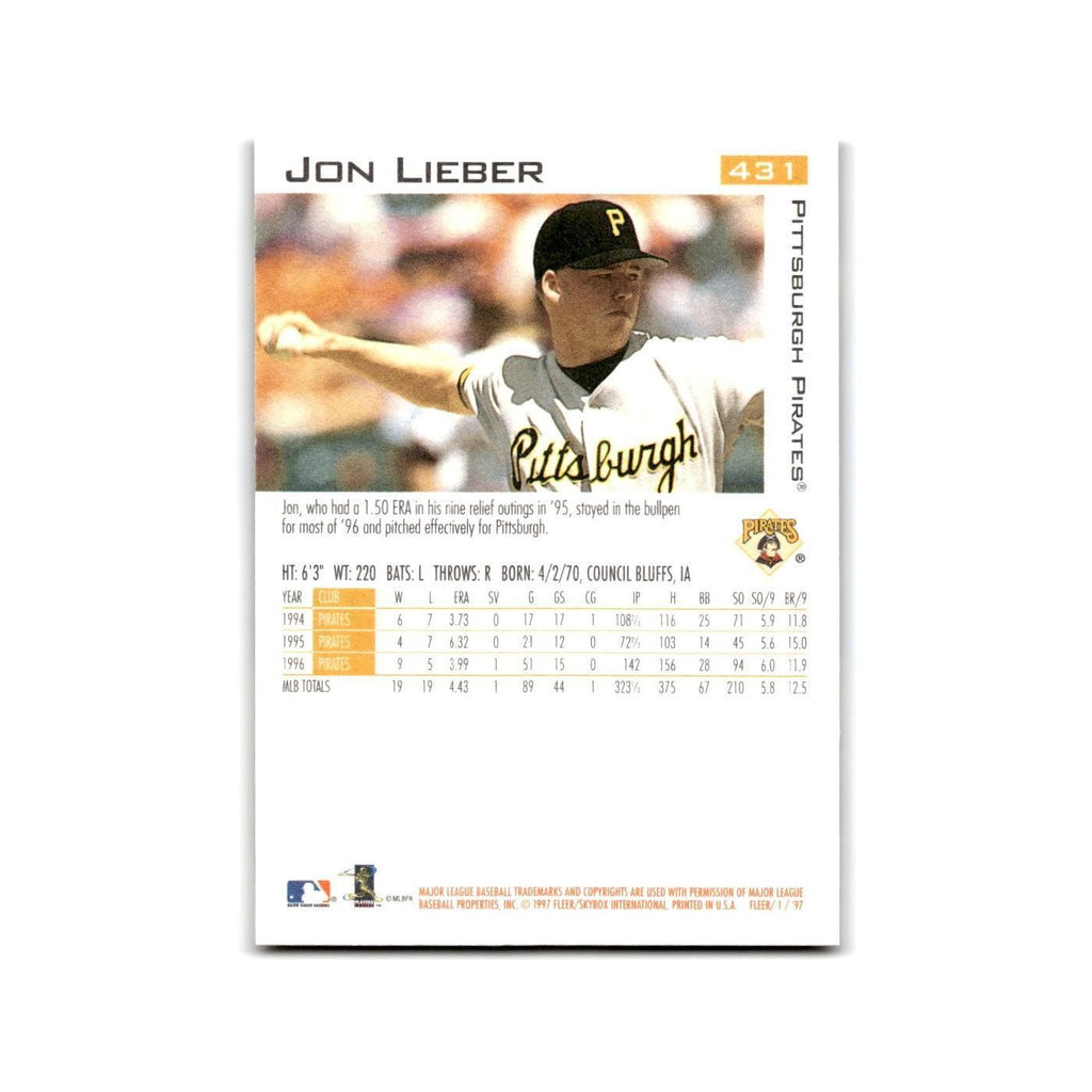 Jon Lieber 1997 Fleer #431 Pittsburgh Pirates Baseball Card NM