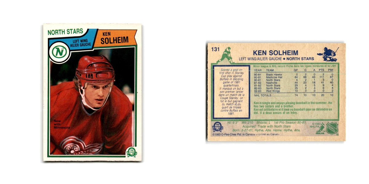 1983 O-Pee-Chee Ken Solheim RC Minnesota North Stars #131