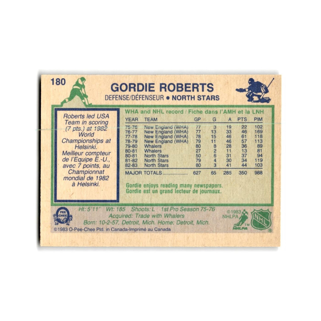 1983 O-Pee-Chee Gordie Roberts Minnesota North Stars #180