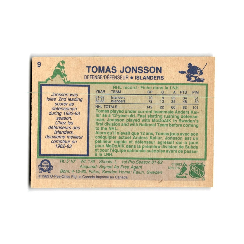 1983 O-Pee-Chee Tomas Jonsson New York Islanders #9