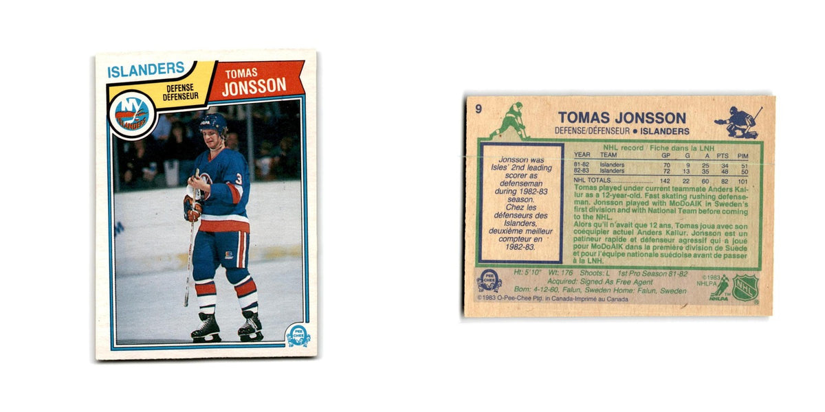 1983 O-Pee-Chee Tomas Jonsson New York Islanders #9