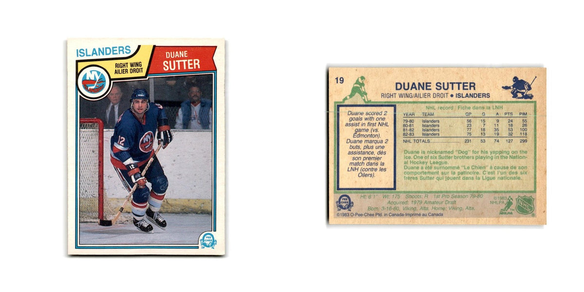 1983 O-Pee-Chee Duane Sutter New York Islanders #19