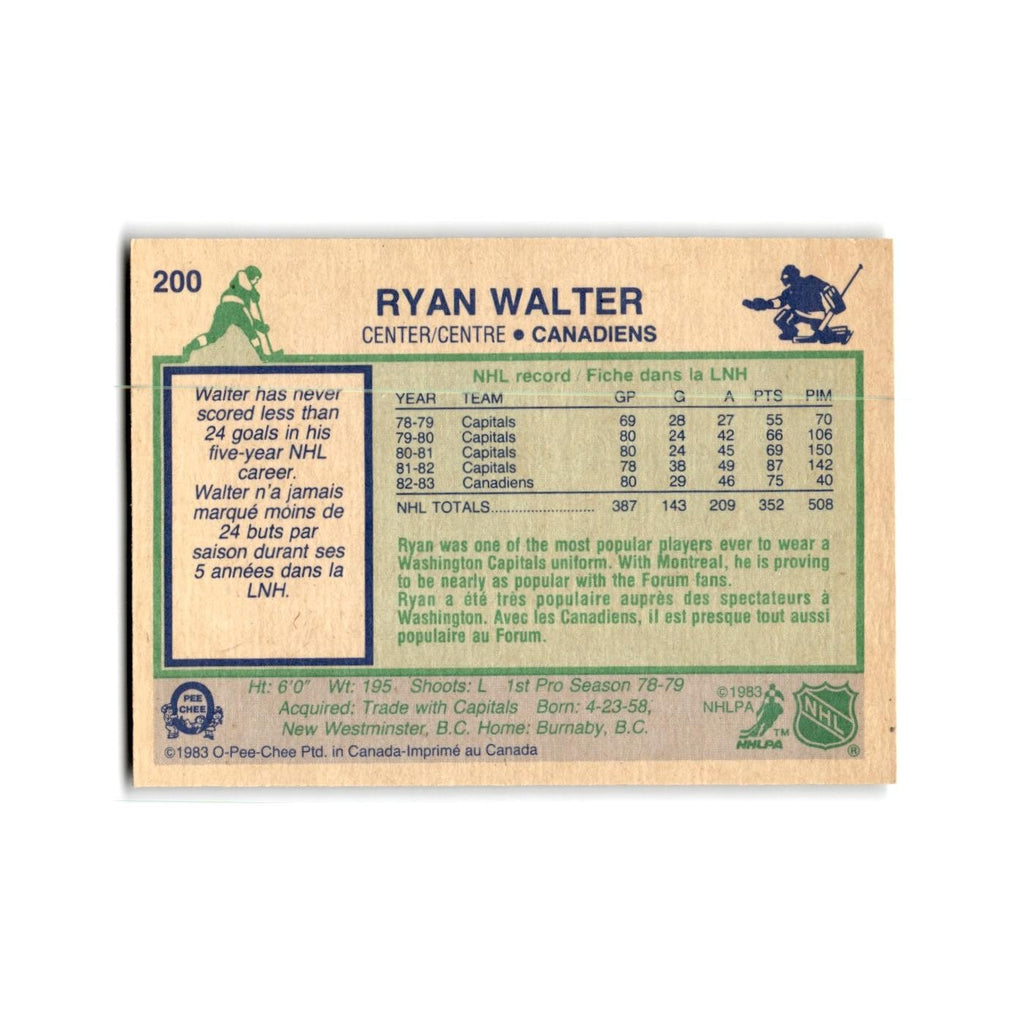 1983 O-Pee-Chee Ryan Walter Montreal Canadiens #200