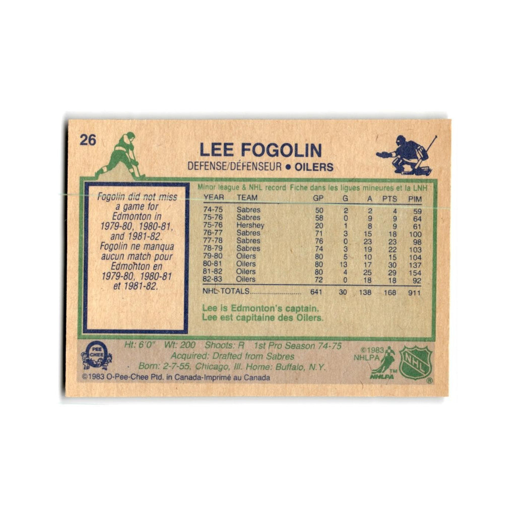 1983 O-Pee-Chee Lee Fogolin Edmonton Oilers #26