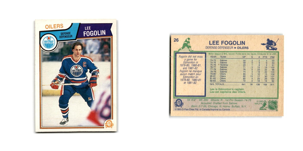 1983 O-Pee-Chee Lee Fogolin Edmonton Oilers #26