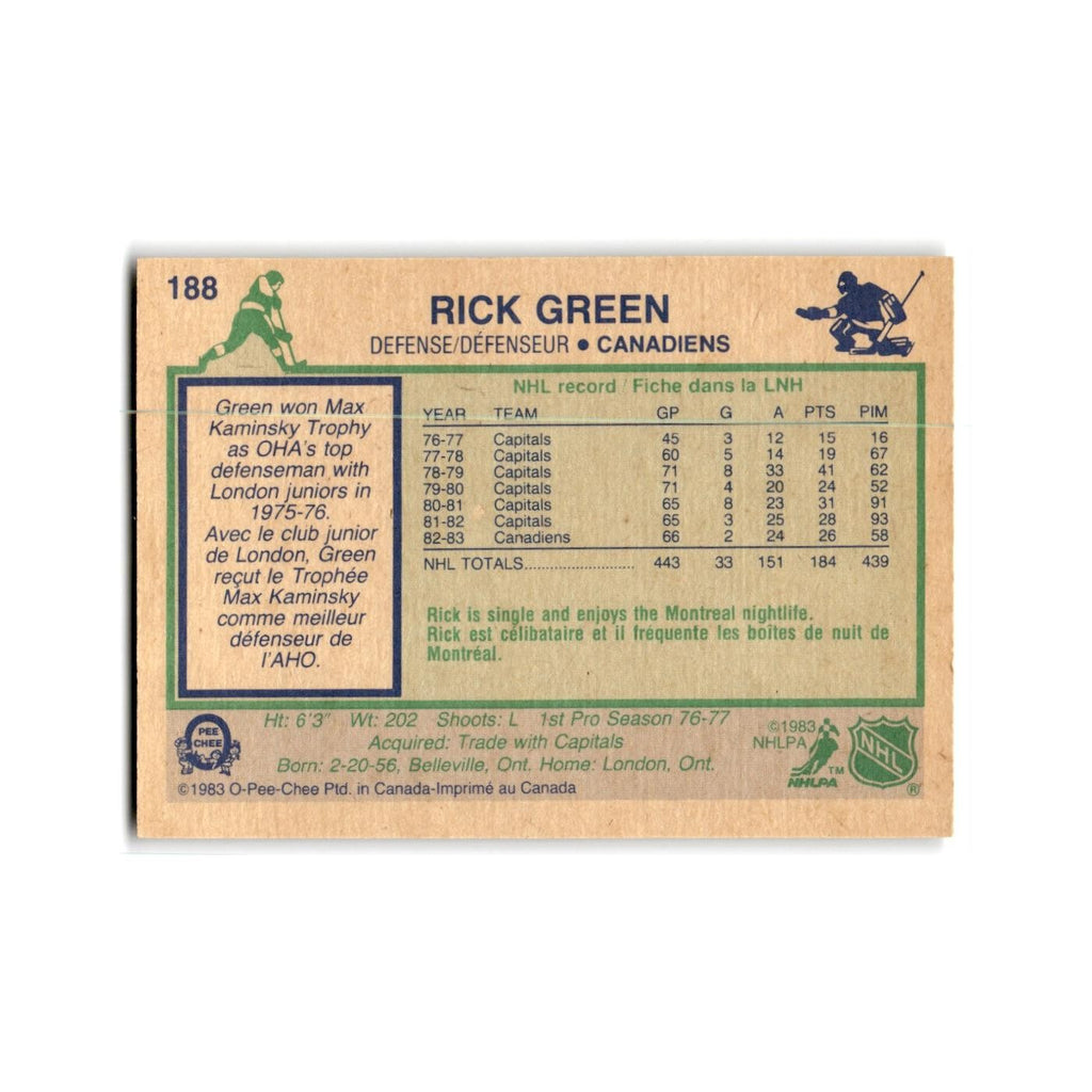 1983 O-Pee-Chee Rick Green Montreal Canadiens #188