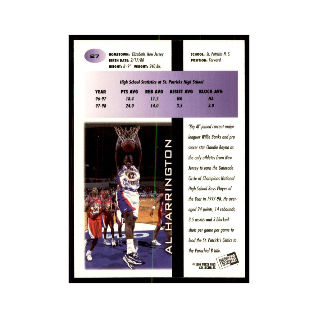 1998 Press Pass Al Harrington Basketball Cards #27