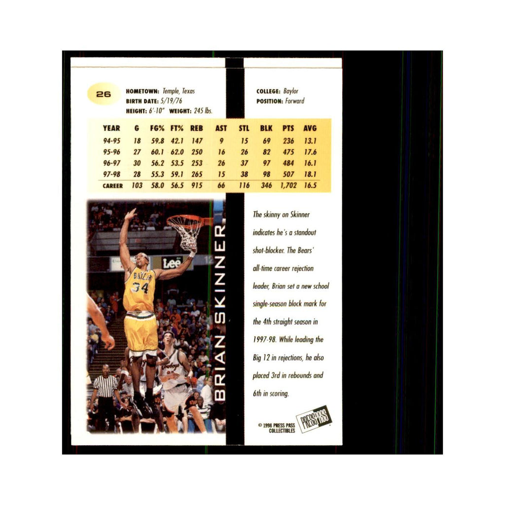 1998 Press Pass Brian Skinner Basketball Cards #26