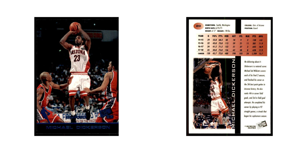 1998 Press Pass Michael Dickerson Basketball Cards #20