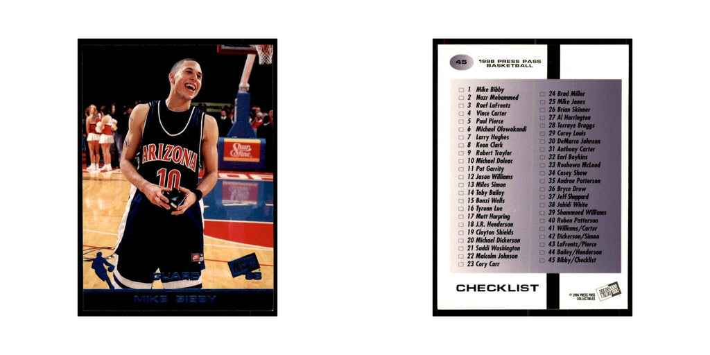 1998 Press Pass Mike Bibby Basketball Cards #45