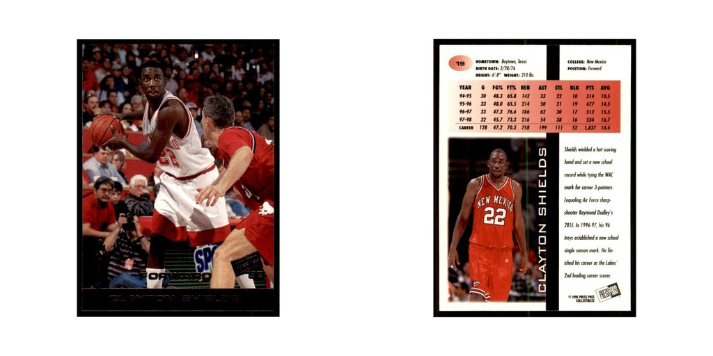 1998 Press Pass Clayton Shields Basketball Cards #19