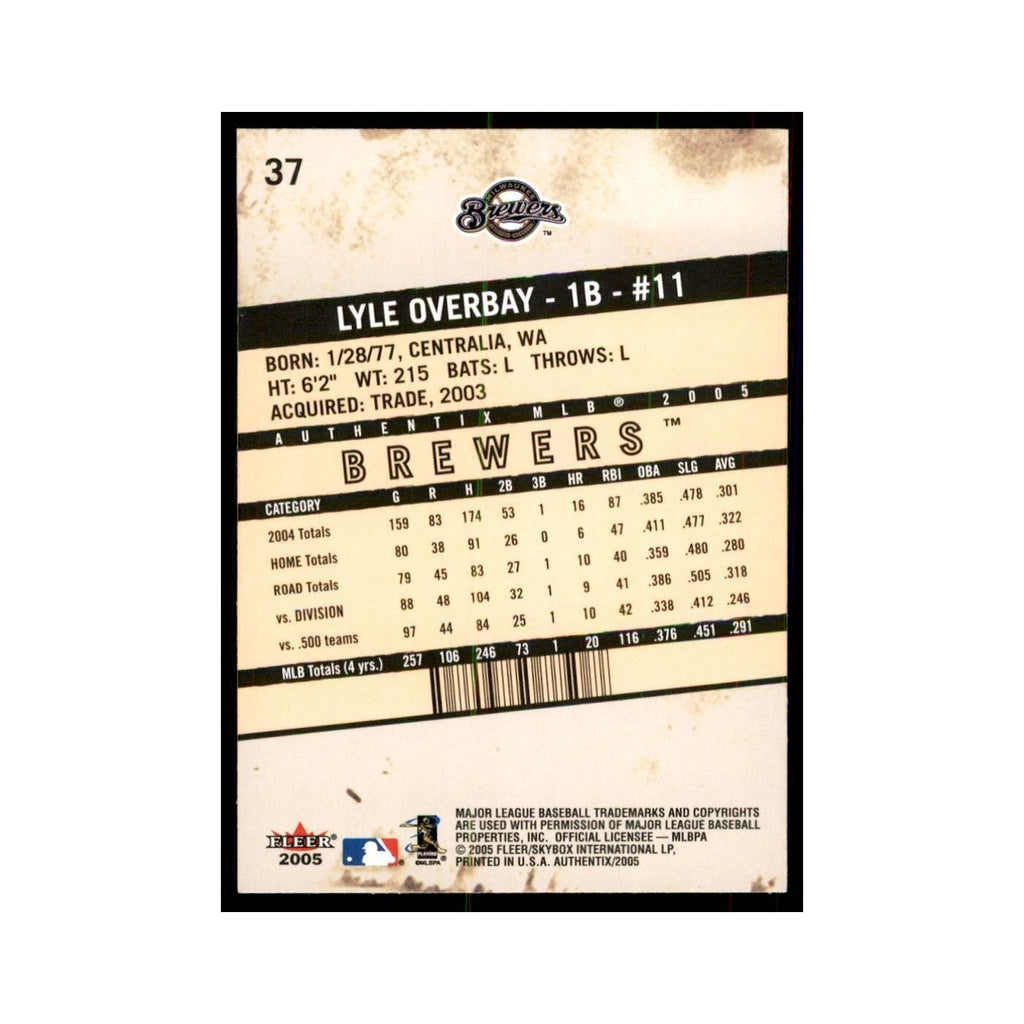 2005 Fleer Authentix Lyle Overbay Baseball Cards #37