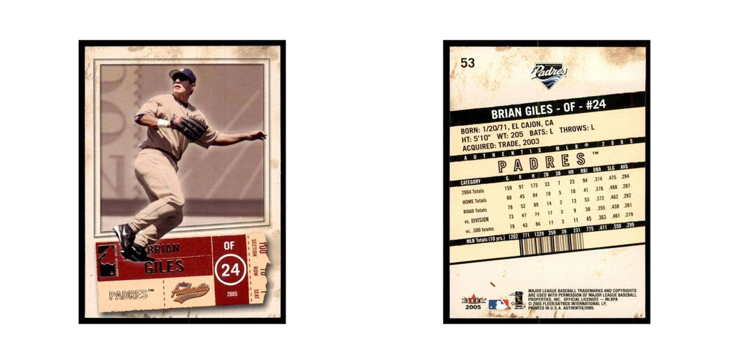 2005 Fleer Authentix Brian Giles Baseball Cards #53