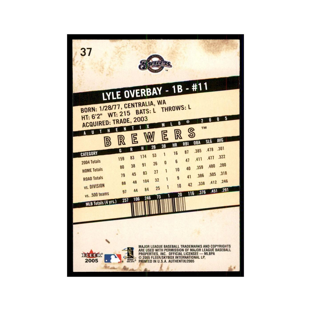 2005 Fleer Authentix Lyle Overbay Baseball Cards #37