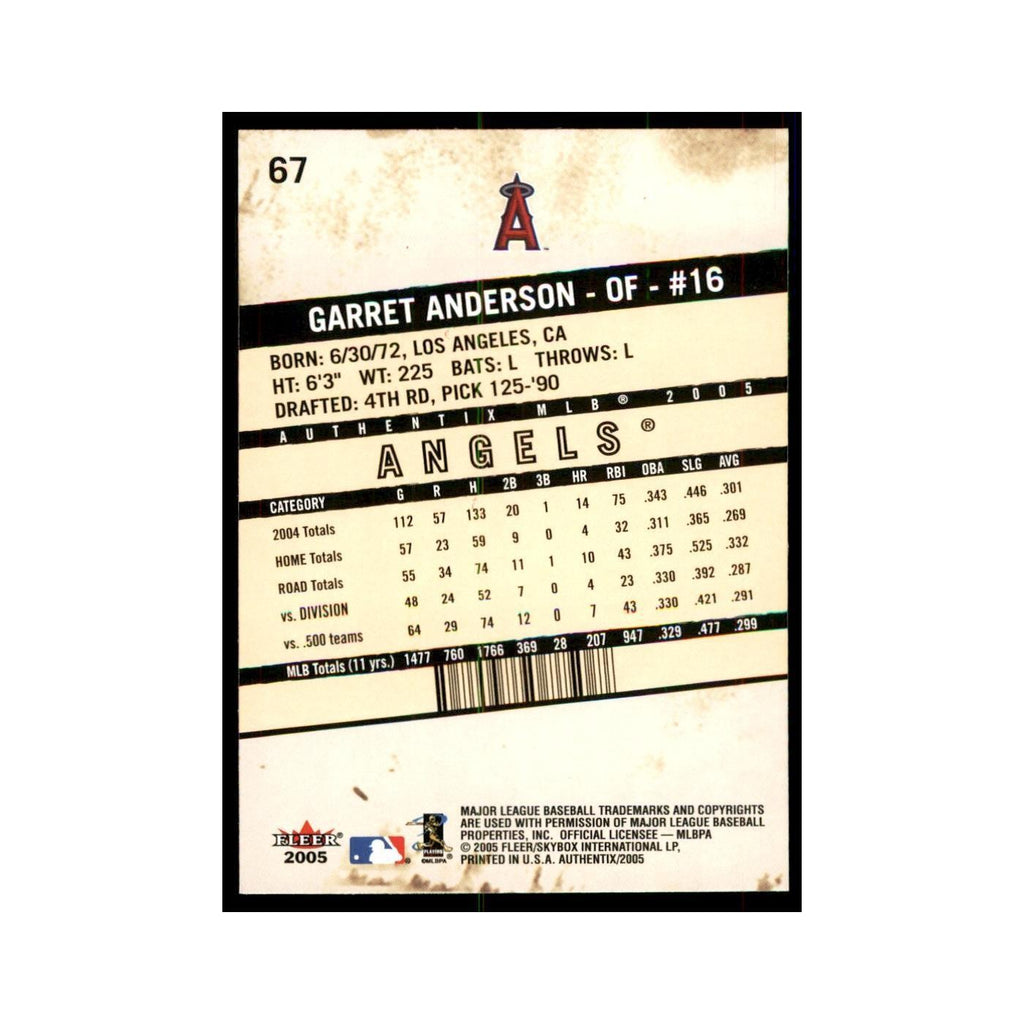 2005 Fleer Authentix Garret Anderson Baseball Cards #67