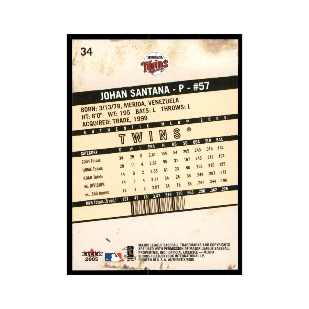 2005 Fleer Authentix Johan Santana Baseball Cards #34