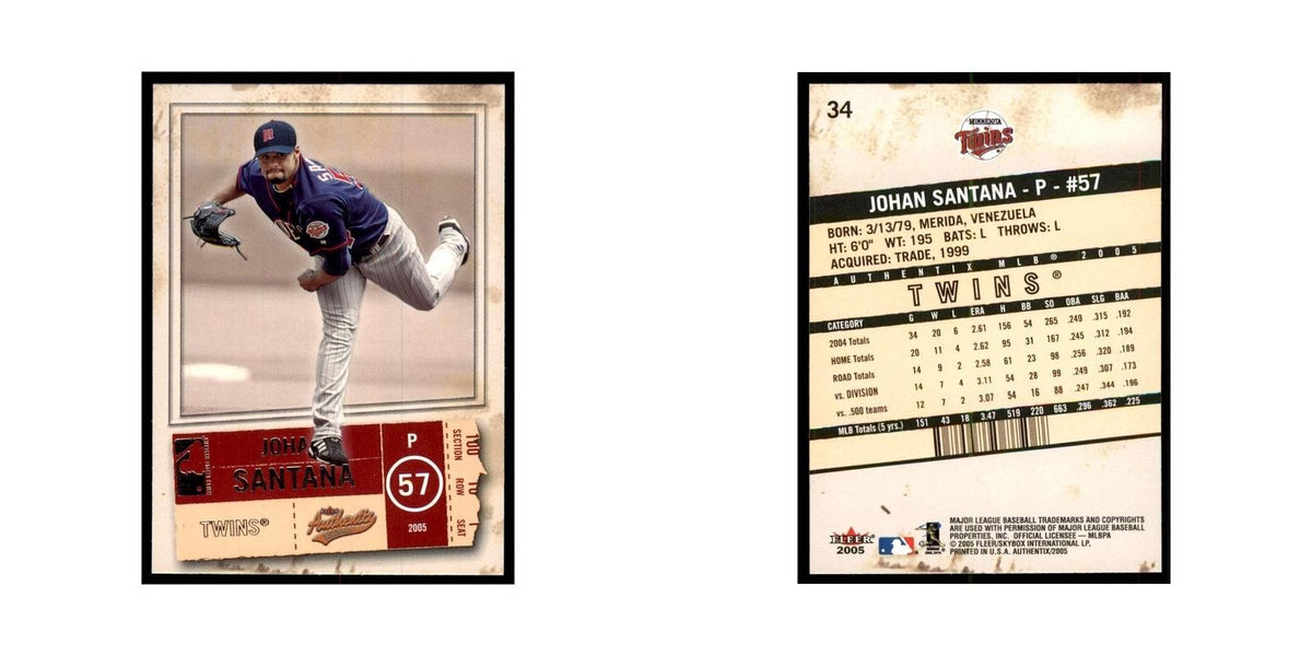 2005 Fleer Authentix Johan Santana Baseball Cards #34