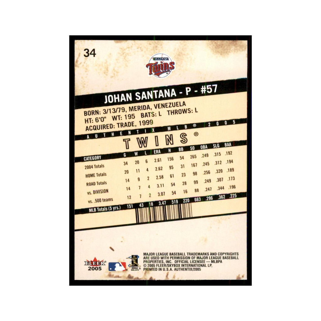2005 Fleer Authentix Johan Santana Baseball Cards #34