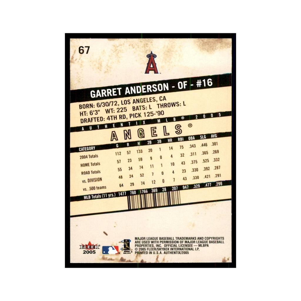 2005 Fleer Authentix Garret Anderson Baseball Cards #67