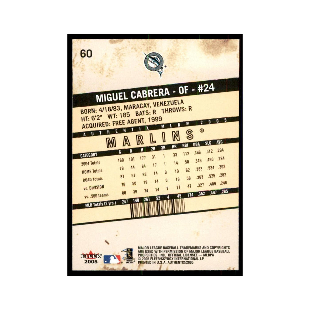 2005 Fleer Authentix Miguel Cabrera Baseball Cards #60