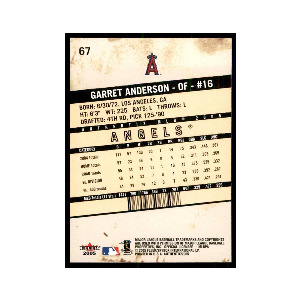 2005 Fleer Authentix Garret Anderson Baseball Cards #67